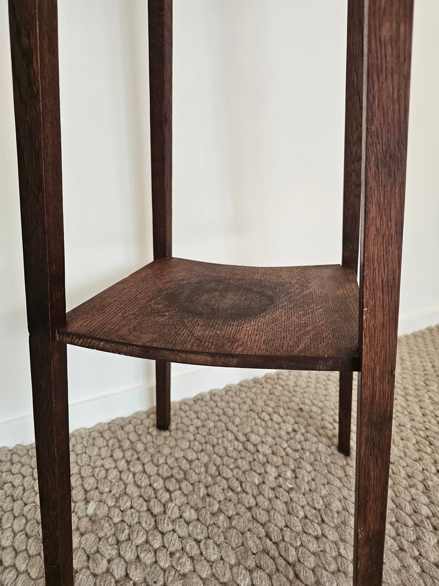 Tall Antique Oak Plant Stand