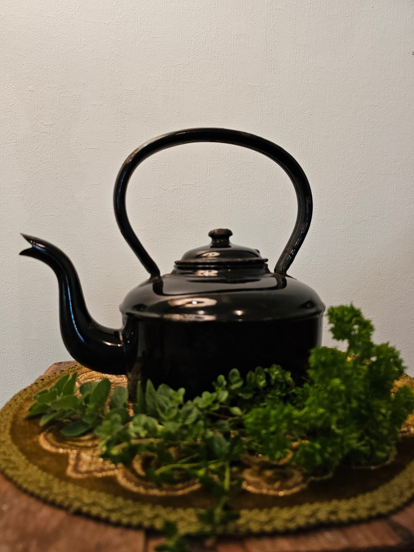 Black Enamel Teapot