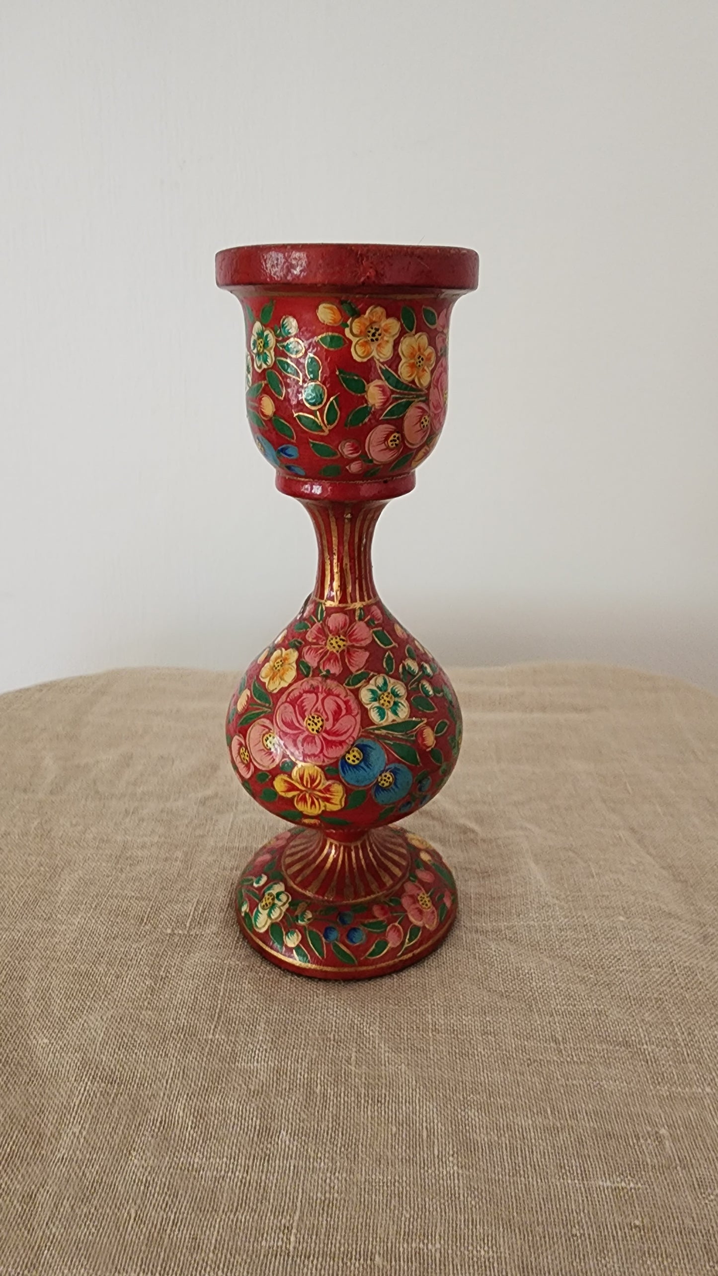 Painted Red Candleholder