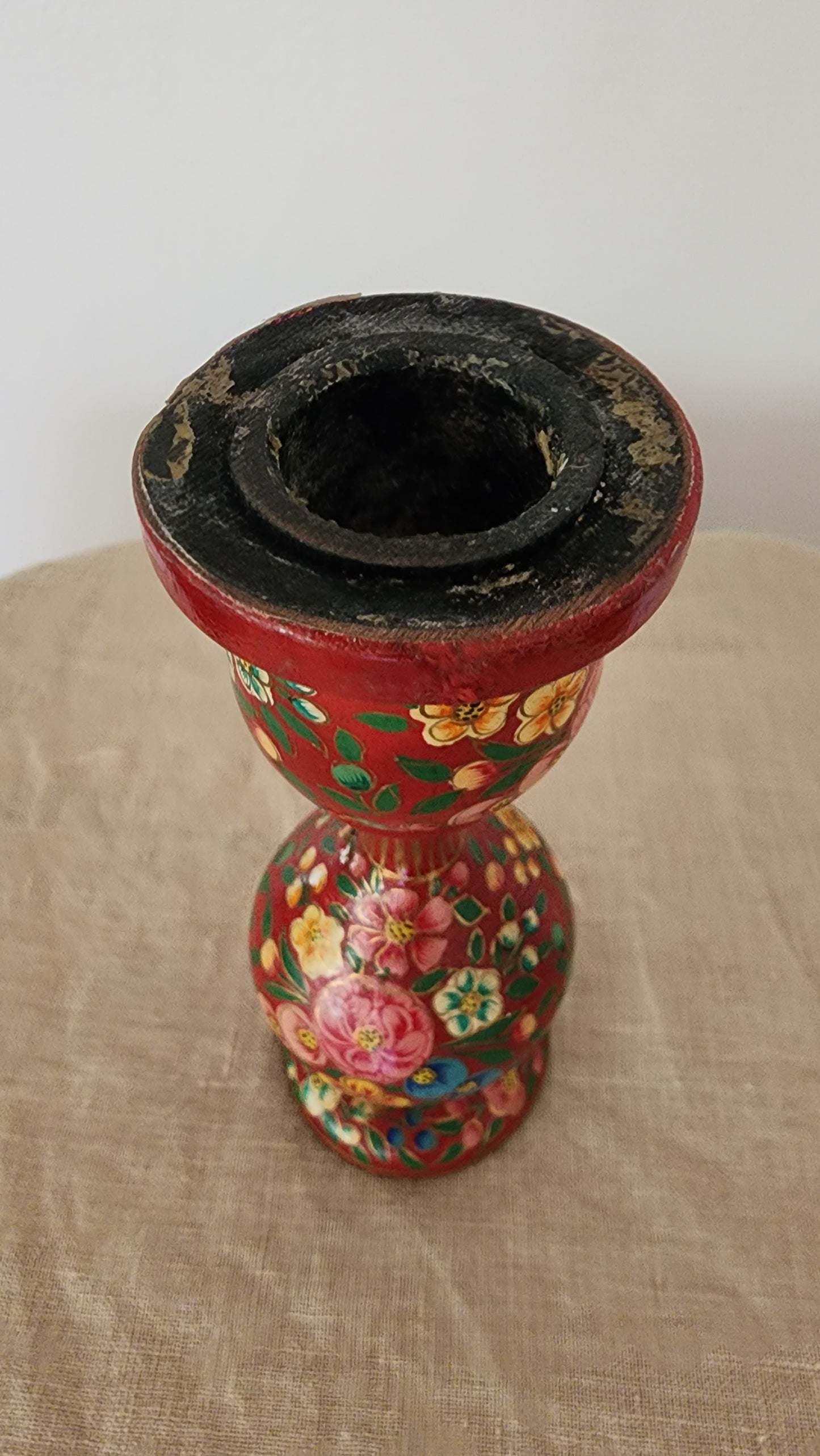 Painted Red Candleholder