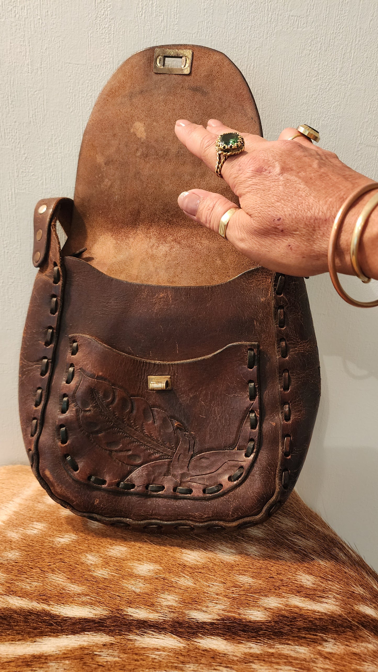 Vintage Tooled Leather Bag