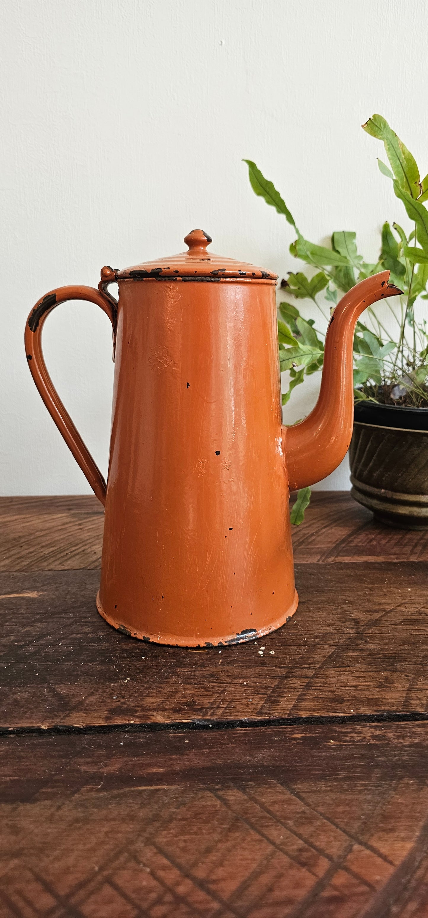 Orange Enamel Jug