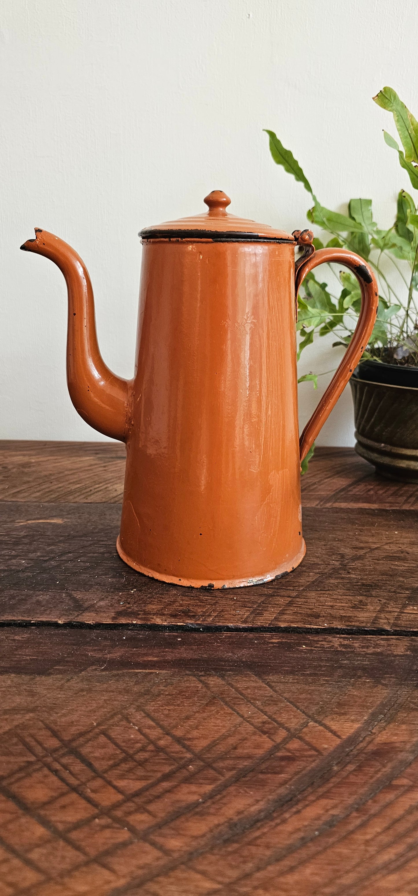 Orange Enamel Jug