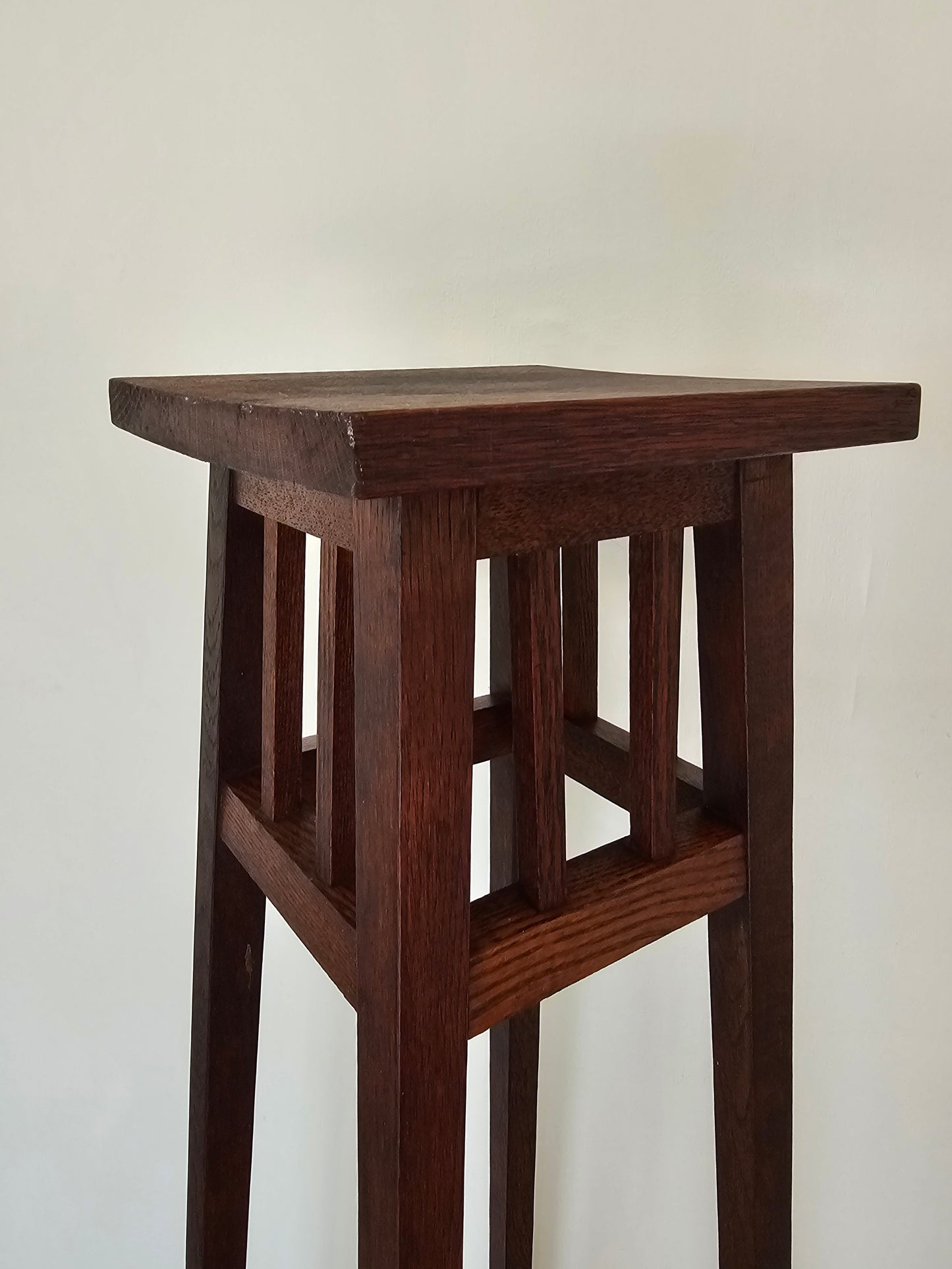 Tall Antique Oak Plant Stand