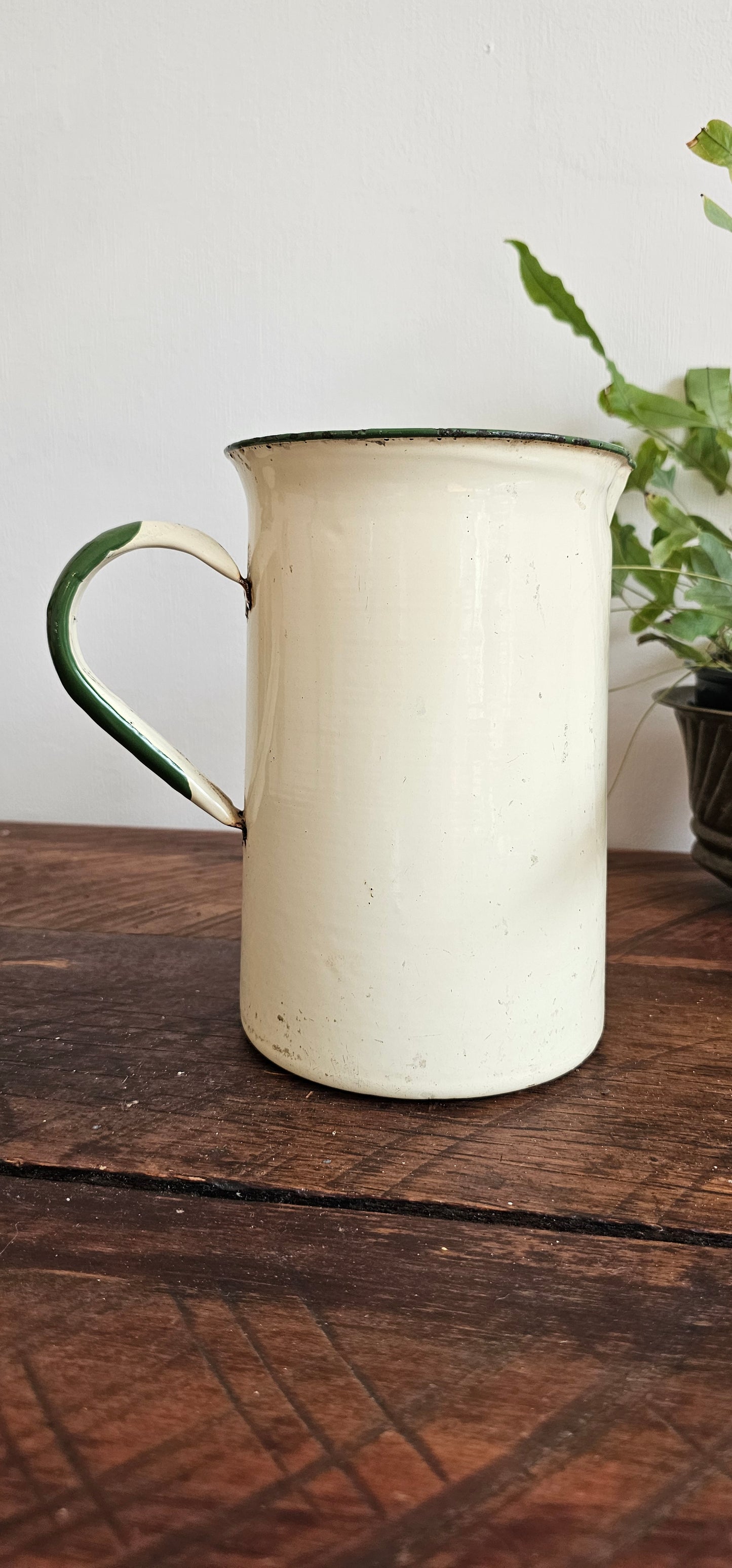 Yellow and Green Enamel Jug