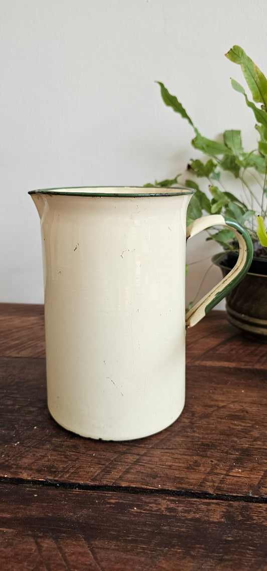 Yellow and Green Enamel Jug